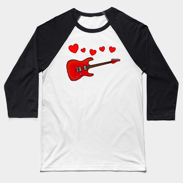 Valentines Electric Guitar Guitarist Wedding Musician Baseball T-Shirt by doodlerob